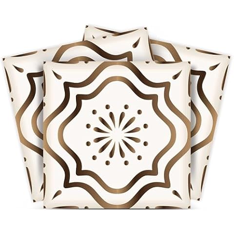 Mi Alma Collection Fireplace Decals Peel and Stick Tile Stickers 24 PCS Set backsplash Tile Decals Bathroom Decals Kitchen backsplash (Golden Brown, 4x4 Inch) Cover
