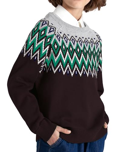 Image of BOBOYOYO Boys Sweaters 100% Cotton Cable Knit Kids Sweater Striped Pullover