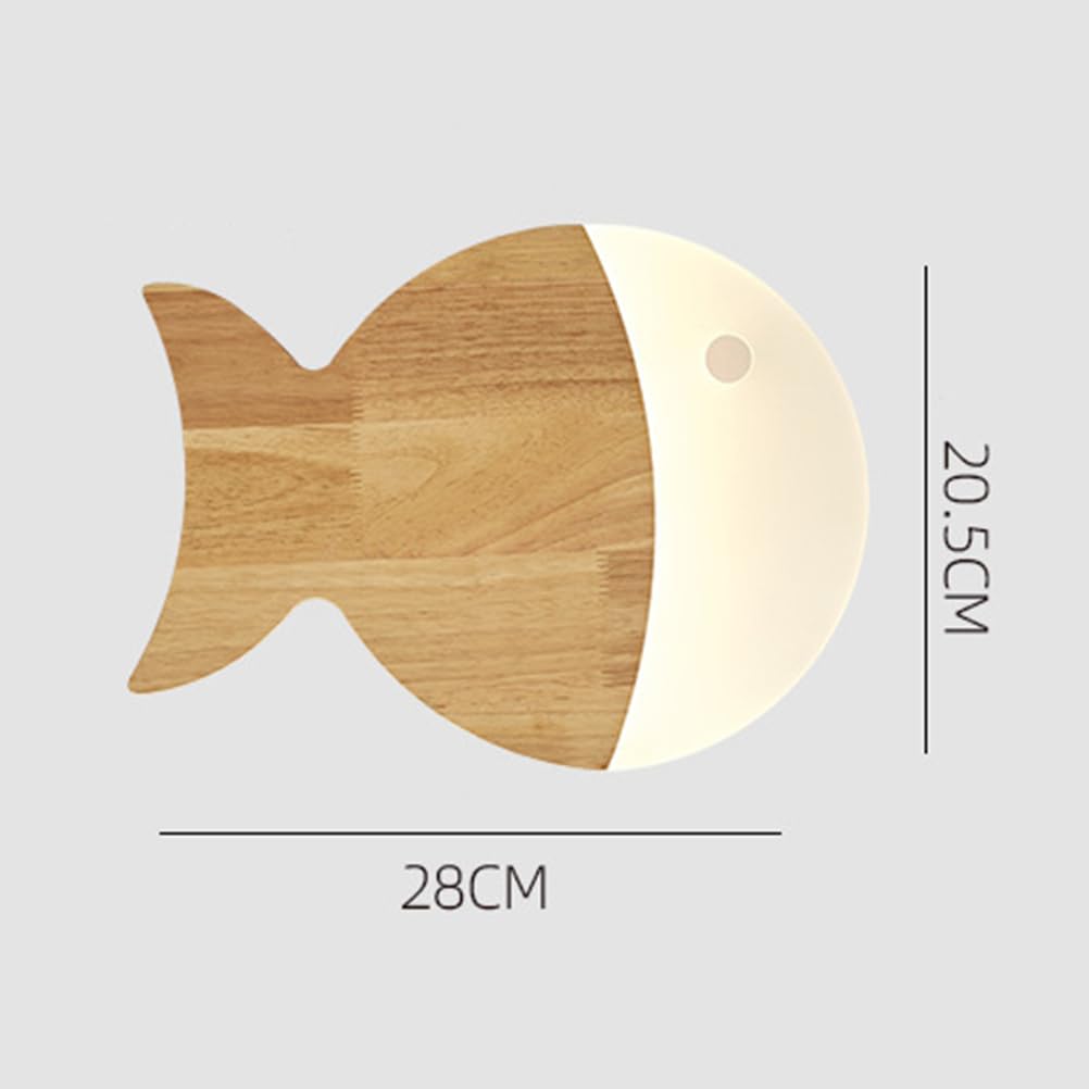 Lampa ścienna LED w kształcie ryby dla dzieci drewniana lampa ścienna do pokoju dziecięcego lampka nocna kreatywna lampka nocna ciepłe światło lampa dziecięca oświetlenie ścienne do sypialni,28cm
