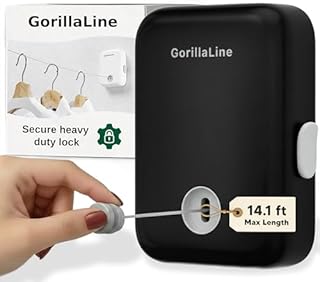 GorillaLine - Retractable Clothesline Indoor Outdoor Clothes Line - Heavy Duty Clothes Drying Laundry Line - Wall Mounted Drying Rack - Air Dry Clothing