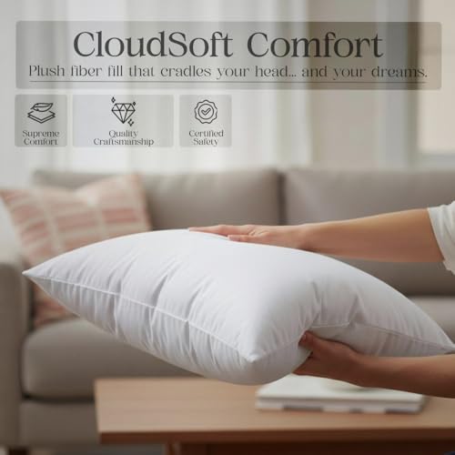 Image of Utopia Bedding Microfiber Pillows Set of 1 for Sleeping, King Size 17x27 Inches, Hotel Quality Ultra Soft & Fluffy Bed Pillows, Breathable Fiber Filling, White Striped Designs