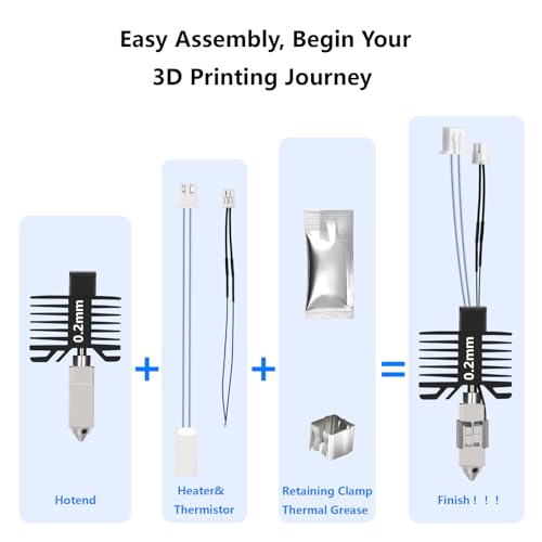 【Upgraded All-Metal Hotend】0.2mm Hardened Steel Nozzle Hotend Assembly for Bambu Lab X1/X1C Printers, 24V 48W Ceramic Heater with High-Temp Thermistor, Replacement Hotend for X1C 3D Printers by LANKEGU - Image 7