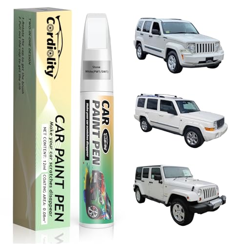 Image of Car Touch Up Paint Stone White(PW1 /SW1) for Jeep, Color Accurate Car Scratch Repair Remover Pen Fix Auto Paint Chips and Nicks