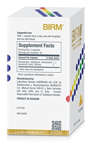BIRM Concentrated Herbal Supplement - Immune System Natural Booster, Made in Ecuador - 90 Capsule Bottle (160mg)