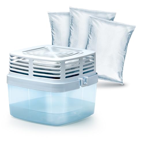 HUMYDRY - Deshumidificador Premium 450g con Sistema Antiderrame + 3 Recambios de 450g – Sin Electricidad - Controla Humedad Olores en Espacios Medianos - Hasta 15 m²