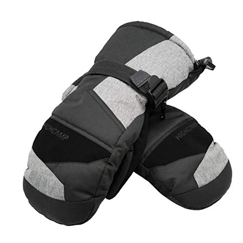 HIGHCAMP Winter Ski Snow Mittens for Men - Warm Waterproof Gloves with Drawstring