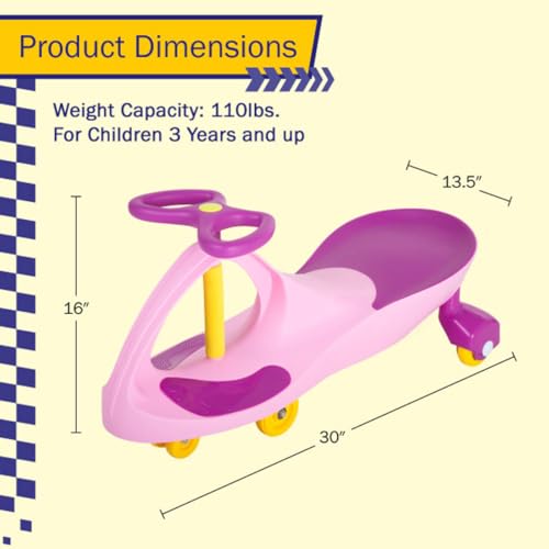 Image of Wiggle Car - Ride on Toy for Ages 3 and Up - Toddler Ride on Toys with no Batteries, Gears, or Pedals Just Twist, Wiggle, and Go by Lil' Rider (Pink)