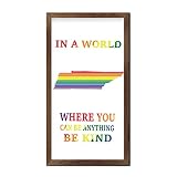Letrero de madera enmarcado con mapa de Tennessee arcoíris en un mundo donde puedes ser cualquier cosa, paneles de madera, arte de pared de orgullo vintage, decoración del hogar para lesbianas gay