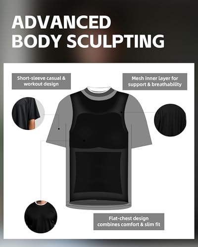 Men’s Dual-Layer Compression T-Shirt – Invisible Slimming, Gynecomastia Shapewear3