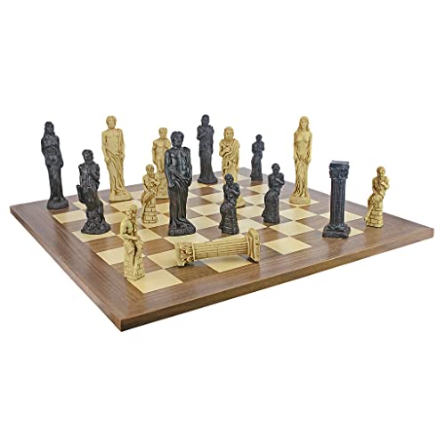Design Toscano Gods Of Greek Mythology Complete Chess Set, 6 Inch, 16 Pieces And Board, Two Tone Stone #TOP3