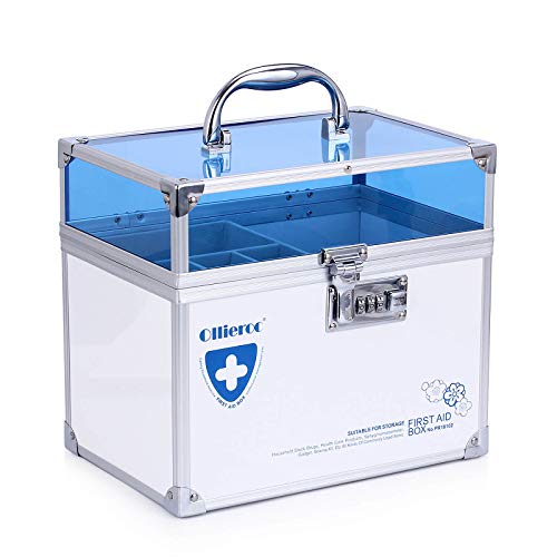 Ollieroo Combination Lock Box for Medication Child Proof First Aid Storage Box Medicine Cabinet
