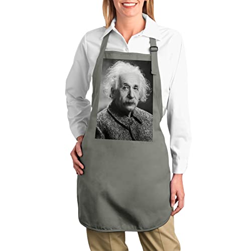 Tablier premium Albert Einstein gris motif célébrité sciences - 2