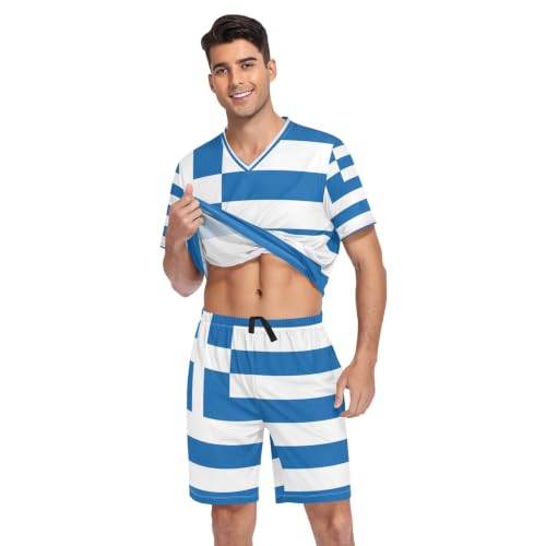 Camisas de pijama para hombre ideales para noches frescas con bandera de Grecia S 4