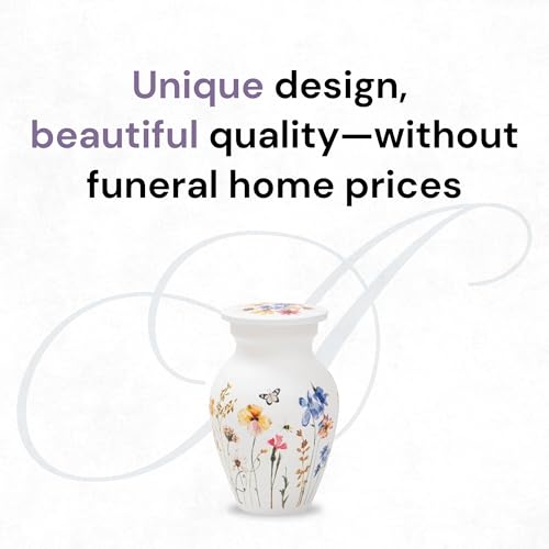 Image of Cremation Urns for Human Ashes Adult Female | Human Urn for Ashes for Women | Decorative for Cremation, Funeral, Burial, Home | Handcrafted Keepsake - Wildflower