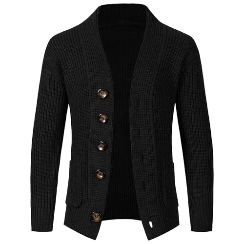 JEKE-DG Men's Button Down Casual Winter Sweater Long Sleeve Open Front Solid Sweater Knitted Fashion Cardigan Sweaters
