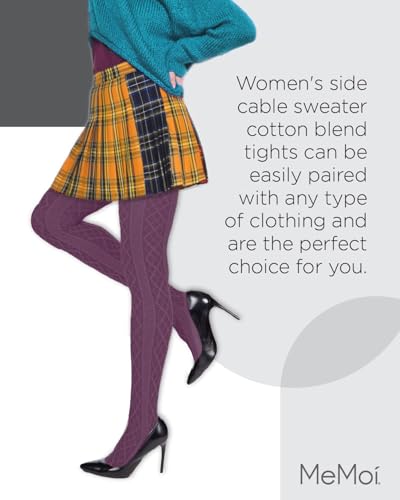 Image of MeMoi Juneau Diamonds Cotton Tights for Women, Cozy and Elegant Sweater Tights - Sizes Small to X-Large