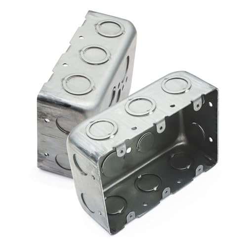 Qlvily 5 Packs Three Gang Multi Device Switch Box, 5.8" L X 4.1" W, 2.2" Deep Metal Electrical Box, 6-TKO's & 4-1/2"KO's Side KO, 2-1/2" & 2-3/4" Bottom KO, Raised Gound Hump, Galvanized by Qlvily - Image 3