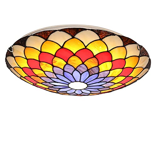 Plafonnier LED variable HHRFCS, lampe verre teinté salon 30cm