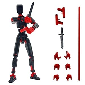 41f5t7fzkgl - (Assembly Completed) 3D Printed 5.54-inch Multi-Jointed Action Figures Dummy13, Full Body Mechanical Movable Toy, Multiple Accessories, Desk Decoration, Creative Gifts (Black)
