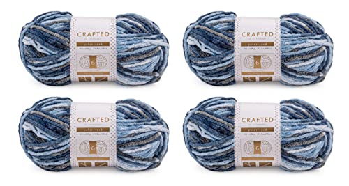 Image of Crafted By Catherine Blanket Multi Yarn - 4 Pack (213 Yards Each Skein), Baby Blue Multi, Gauge 6 Super Bulky