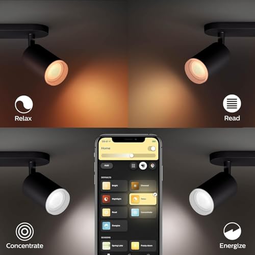 Philips Hue White & Color Ambiance Fugato 1er Spot, schwarz 1x350lm, dimmbar, 16 Mio. Farben, steuerbar via App, kompatibel mit Amazon Alexa (Echo, Echo Dot), neue Generation 3