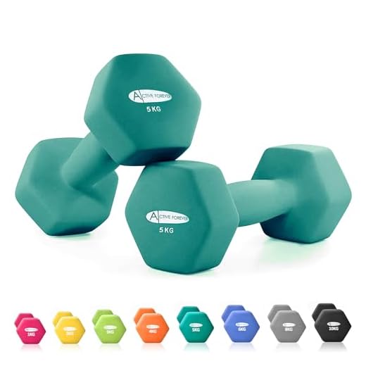 ACTIVE FOREVER Set med 2 hantlar, hexhantlar par, vattentåliga, halkfria hantlar (2 x 1 kg/2 kg/3 kg/4 kg/5 kg/8 kg/10 kg) Mörkgrön 2 × 5 kg