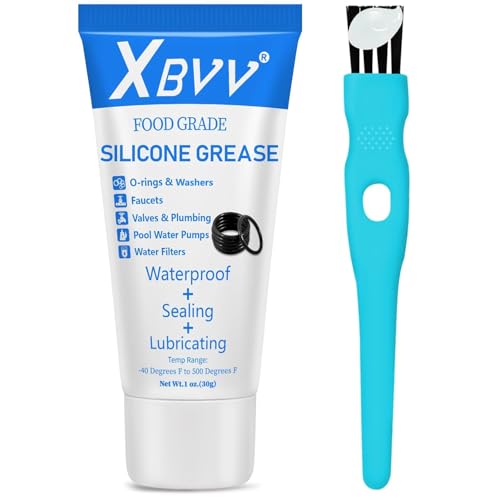 XBVV Grasa lubricante de silicona para fontanería, para grifos, válvulas, juntas tóricas, arandelas de goma, paquete de 1, tubo de 1 oz con cepillo.