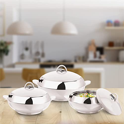 Tmvel Crescent Insulated Casserole Hot Pot - Insulated Serving Bowl With Lid - Food Warmer - 3 Pcs Set 2.5 L / 3.5 L / 5 L #TOP7