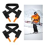 2pcs Ski Strap and Pole Carrier, Adjustable 2-in-1 Ski Carrier Shoulder Strap Fasteners Adjustable Snowboard Binding Sling Comfortable Ski Gear Accessories for Easily Carrying Ski Pole and Snowboard
