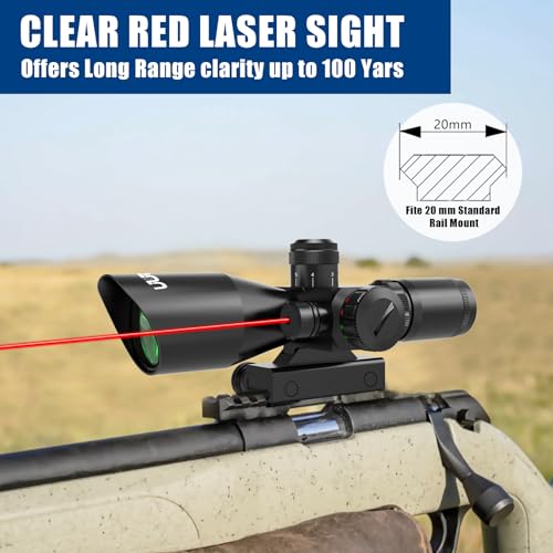 UUQ 2.5-10x40 Rifle Scope with Red/Green Illuminated Mil-dot with Red/Green Laser Combo-Green Lens Color,Tactical Scope for Gun Air Hunting,Free 20/11mm Mounts