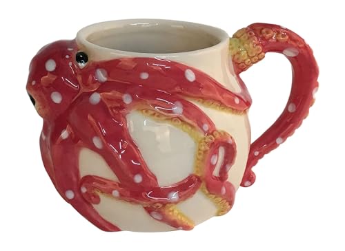 Mug Pulpo Rojo Cerámico 6.25 pulg Largo x 4.5 pulg Ancho miniatura 1