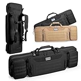ALVARZA 36 inch Double Long Gun Bag Nylon 1000D Soft Case Backpack Rifle Shotgun Pistol Transportation for Hunting Shooting Range, Firearm Transportation with Lockable Zipper and Molle System Black