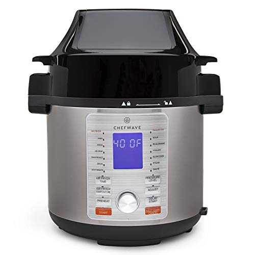 ChefWave Swap Pot 12-in-1 Pressure Cooker and Air Fryer Multi-Cooker, Slow Cooker, Rice Grain Cooker, Yogurt Maker, Saute, Steamer, Warmer, Sterilizer, Soup Maker, Air Fryer Crisp, 6 Quart