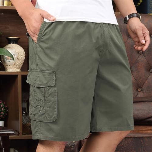 Pantalones cortos de trabajo de algodón con cintura elástica elástica y sarga resistente 3