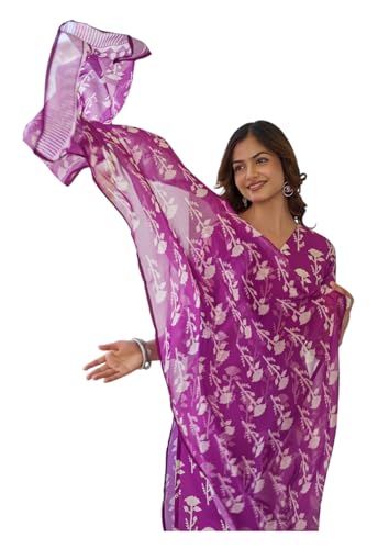 Dupatta kurti avec pantalon violet et tenue indienne traditionnelle en coton