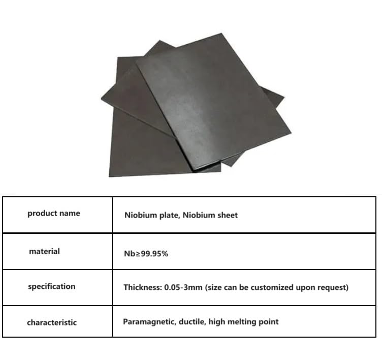 Image of Niobium foil, Niobium Sheet, high Purity Niobium Metal, NB 99.95%, Can be Used for Scientific Research, 1pcs Size: 0.05 * 100 * 100mm, Thickness 0.05mm