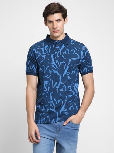 Image of Dennis Lingo Men's Cotton Printed Slim Fit Button-Down Short Sleeve Polo Tshirt