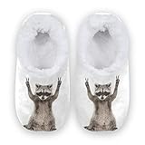 Umidedor Funny Raccoon House Slippers Fuzzy Memory Foam Soft Slipper Socks for Woman Men