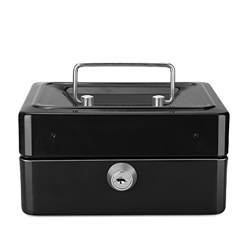Small Cash Box DDSKY Double Layer Design Organizer Save Coins Locking Storage Box Christmas Gifts (Black) - Thumbnail 2