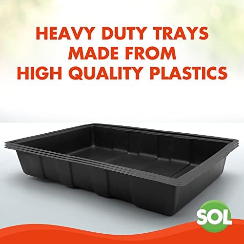 9pk Multipurpose Black Garden Seed Trays Without Holes | Full Size Plastic Seed Tray 35.5 x 24cm | Seed Trays for Seedlings Reusable | Seed Trays for Greenhouse, Indoor, Outdoor | Plastic Plant Trays