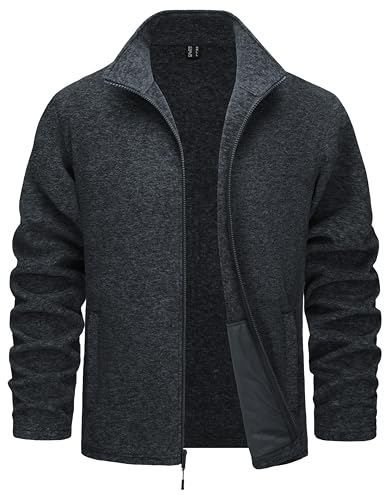 TACVASEN Men's Fleece Jackets Warm Casual Stylish Cardigan Zip Sweater