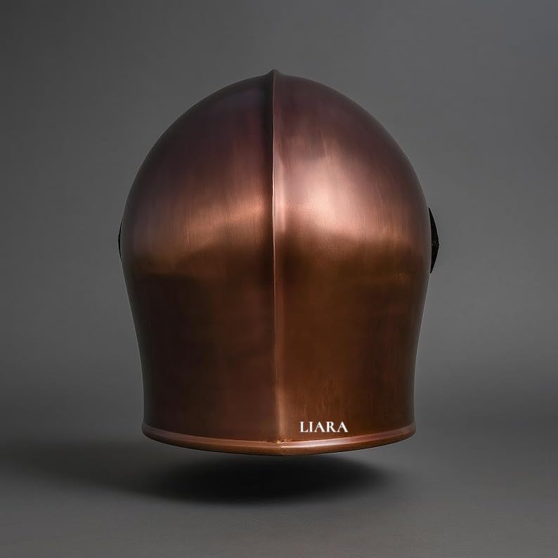 LIARA Barbuta Helmet, Medieval Knight Style, Black and Dark Copper Finish