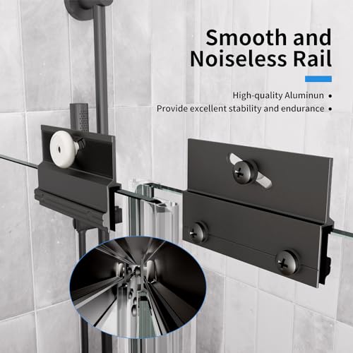 Image of Royal Guard Double Sliding Shower Door,44-48 inch W x 76 inch H,Matte Black