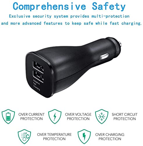 Samsung Adaptive Fast Charging Dual-Port Car Charger, Laofas Usb Rapid Car Charger With Type C Cable 5Ft Compatible Samsung Galaxy S10+/S10E/S10/S9/S9 Plus/S8/S8 Plus/S8 Active/Note10 And More #TOP3