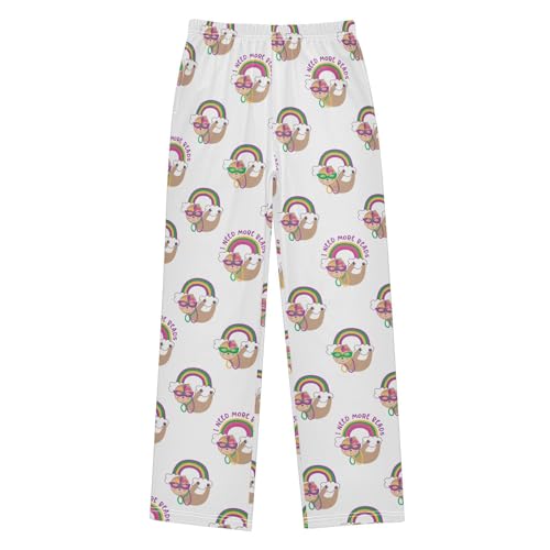 ZZXXB Mardi Gras Sloth Boys Long Pants Soft Trousers Elastic Waist Kids Lounge Bottoms with Pockets S-XL