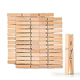 Home-X Wooden Clothespins (2 Sets of 50, 100 Total)