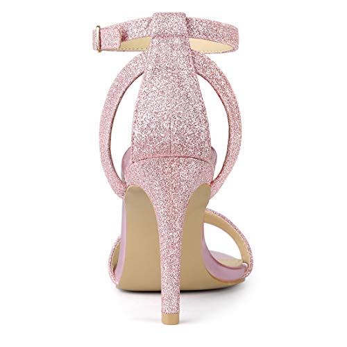 Allegra K Allegra K Women's Glitter Ankle Strap Stiletto High Heel Pink Sandals - 8.5 M US