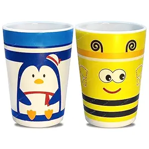 FunBlast Bamboo Fiber Glasses 380 ML Eco-Friendly Bamboo Glasses for Drinking Water, Milk, Juice, Tea, Coffee, Kids Drinking Tumbler, Glass (Assorted Color-2 Pcs)