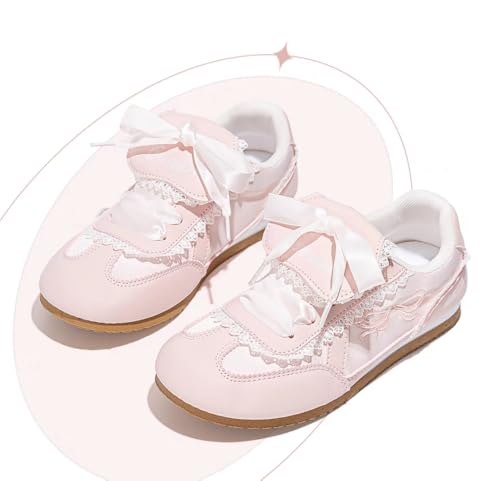 Cute Ballet Ribbon Aesthetic Shoes Low Top Lace up Walking Sneakers for Women, Platform Trainers - Comfort Meets Sweet Elegance3
