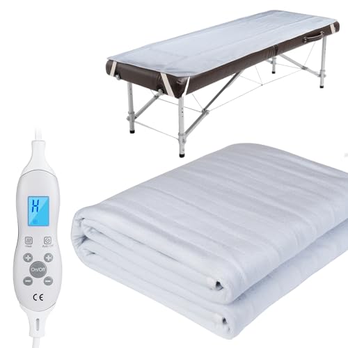 Massage Table Warmer, Professional Heating Pad SPA Massage Bed Warmer with Timer, 10 Heat Settings, Overheat Protection for Massage Bed & Spa, Soft, 8.5Ft Cord, 30